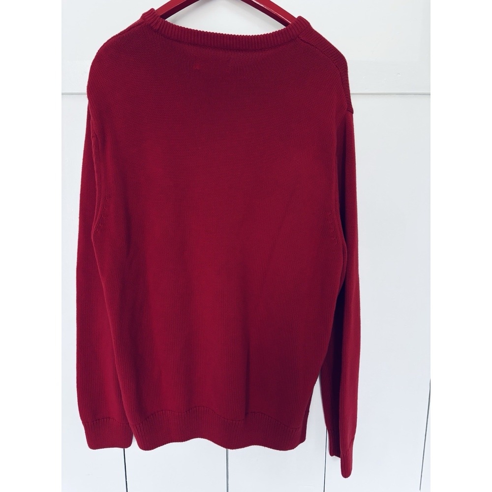 Chaps Ralph Lauren Sweater Men's Large Red Cable Knit Pullover Embroidered Crest - Picture 2 of 9